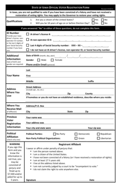 Iowa Official Voter Registration Form