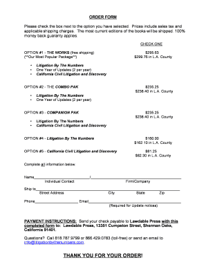California Litigation Order Form