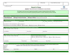 Nunavut Health Care Change Request Form