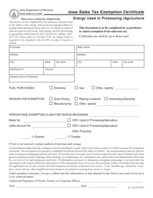 Iowa Sales Tax Exemption Certificate