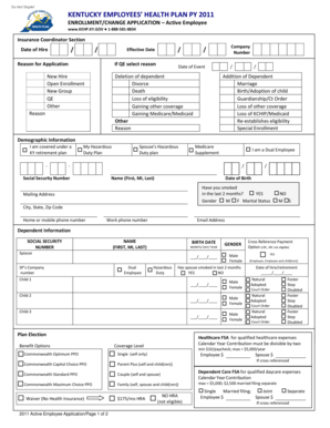 Kentucky Employees’ Health Plan Enrollment Application
