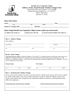 Ssn card replacement form - Address, Name, Social Security Number Change Form - dacc