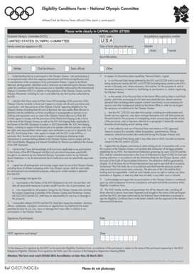 Eligibility Conditions Form – National Olympic Committee
