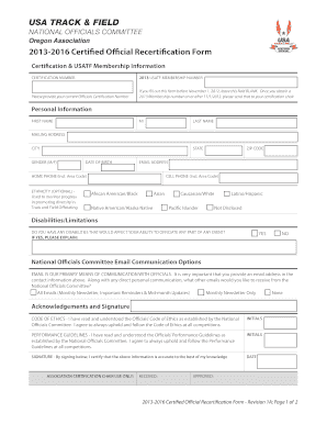 USATF Certified Official Recertification Form