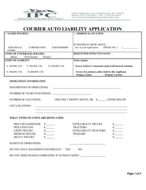 Courier Auto Liability Application