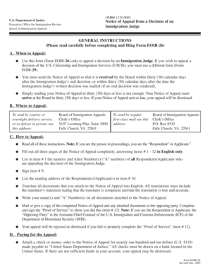 US Immigration Judge Decision Appeal Form