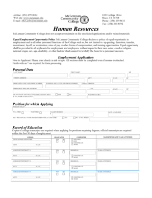 McLennan Community College Employment Application