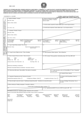 Veterinary Certificate for Export of Fresh Meat