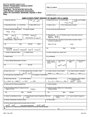 Texas Employer's First Report of Injury or Illness