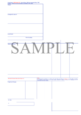 JSE Reefer Bill of Lading
