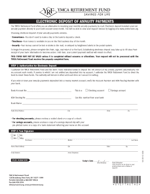 YMCA Retirement Fund Electronic Deposit Form