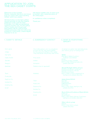 Sea Cadets Application Form