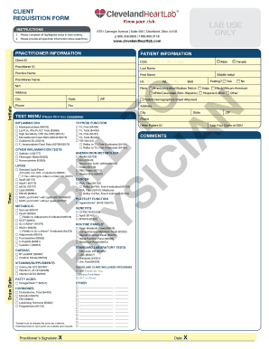 Cleveland HeartLab Client Requisition Form