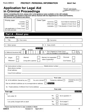 Application for Legal Aid in Criminal Proceedings