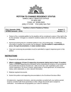 Petition to Change Residency Status