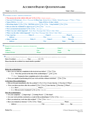 Accident Injury Questionnaire