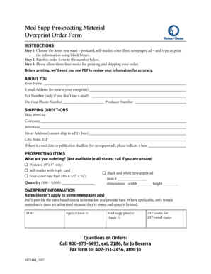 Medicare Supplement Prospecting Order Form