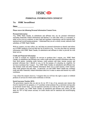 HSBC InvestDirect Personal Information Consent Form