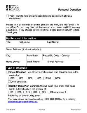 Personal Donation Form