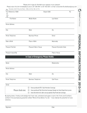 Traveler Information and Payment Authorization Form