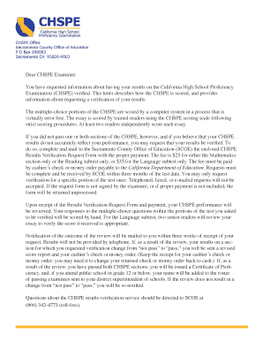 California CHSPE Results Verification Request Form