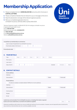 UniHealth Insurance Membership Application