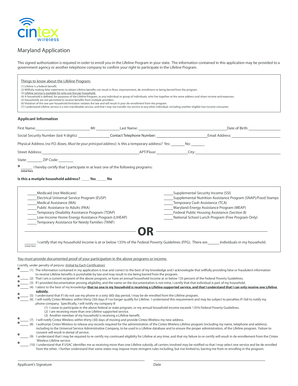 Maryland Lifeline Program Application