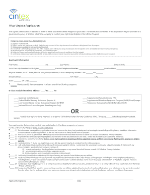 West Virginia Lifeline Program Application