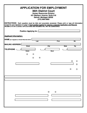 36th District Court Employment Application