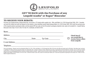 Leupold Binocular Rebate Form