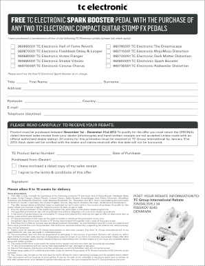 TC Electronic Spark Booster Rebate Form