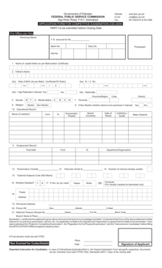 Pakistan CSS Competitive Exam Application Form
