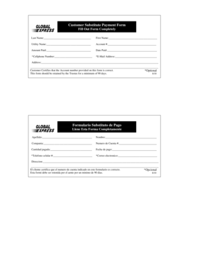 Customer Substitute Payment Form