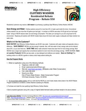 High Efficiency Clothes Washer Rebate Form