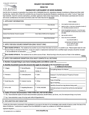Request for Exemption from Mandatory Wood Burning Curtailment