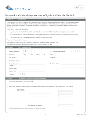 KiwiSaver Hardship Withdrawal Request Form