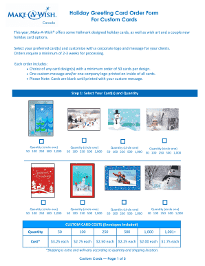 Holiday Greeting Card Order Form For Custom Cards