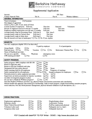 Supplemental Application for Insurance