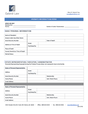 Georgia Probate Information Form