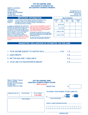 Canton Ohio Declaration of Estimated Tax