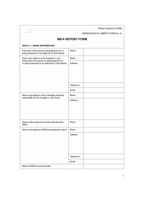 Mental Capacity Act 2005 Deprivation of Liberty Form 31