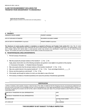 California Grandparent-Grandchild Reassessment Exclusion Form