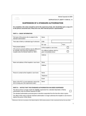 Deprivation of Liberty Form 14