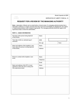 Deprivation of Liberty Form 19