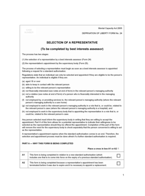 Mental Capacity Act 2005 Deprivation of Liberty Form 24