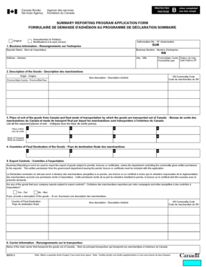 Canada Summary Reporting Program Application Form
