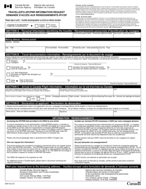 Traveller's API/PNR Information Request Form