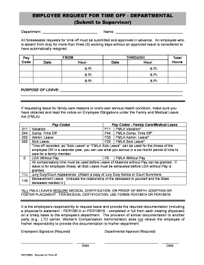 Employee Request for Time Off Form