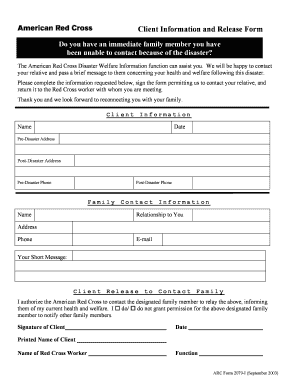 American Red Cross Disaster Welfare Information Form