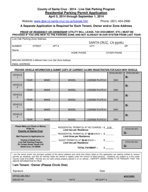 Santa Cruz Residential Parking Permit Application